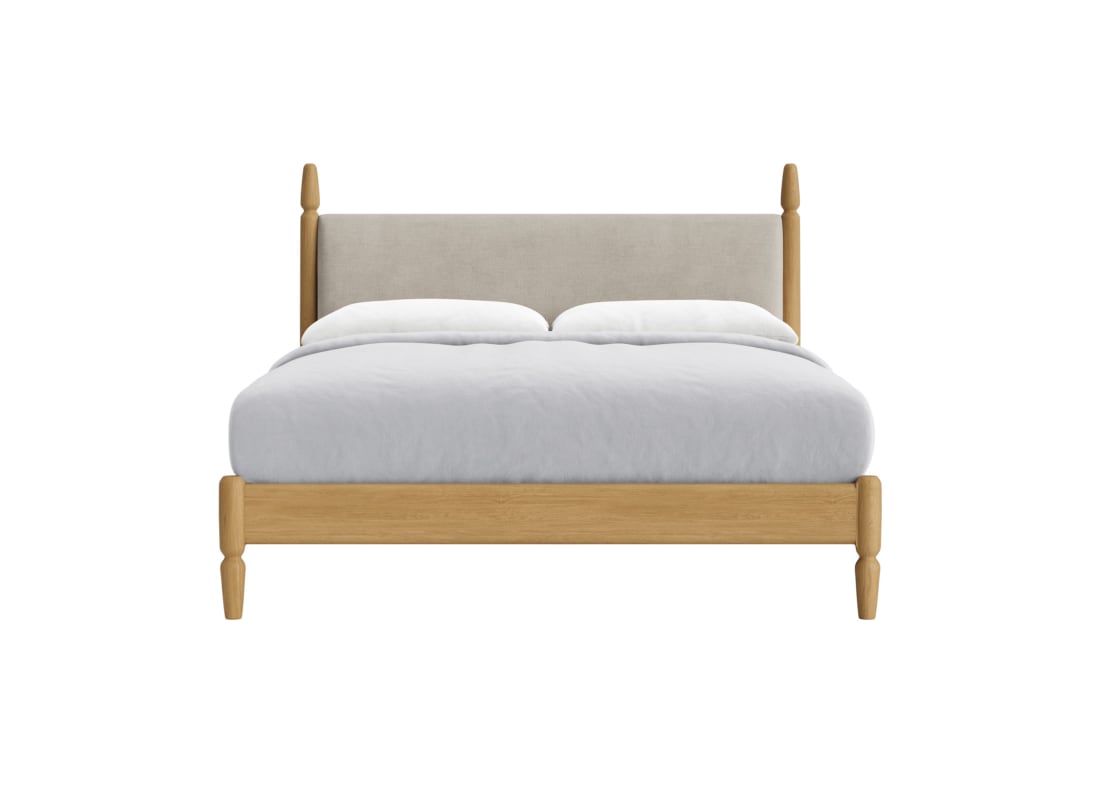 Pippi Bed in Natural Linen - Superking - Natural Fabric - Light Oak