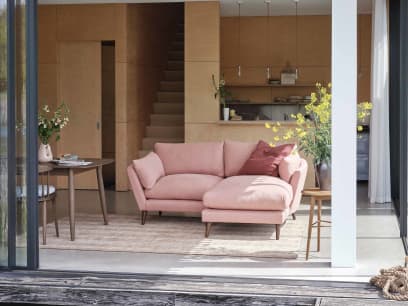 Groover Chaise Sofa in Strawberry Milkshake Pink Linen