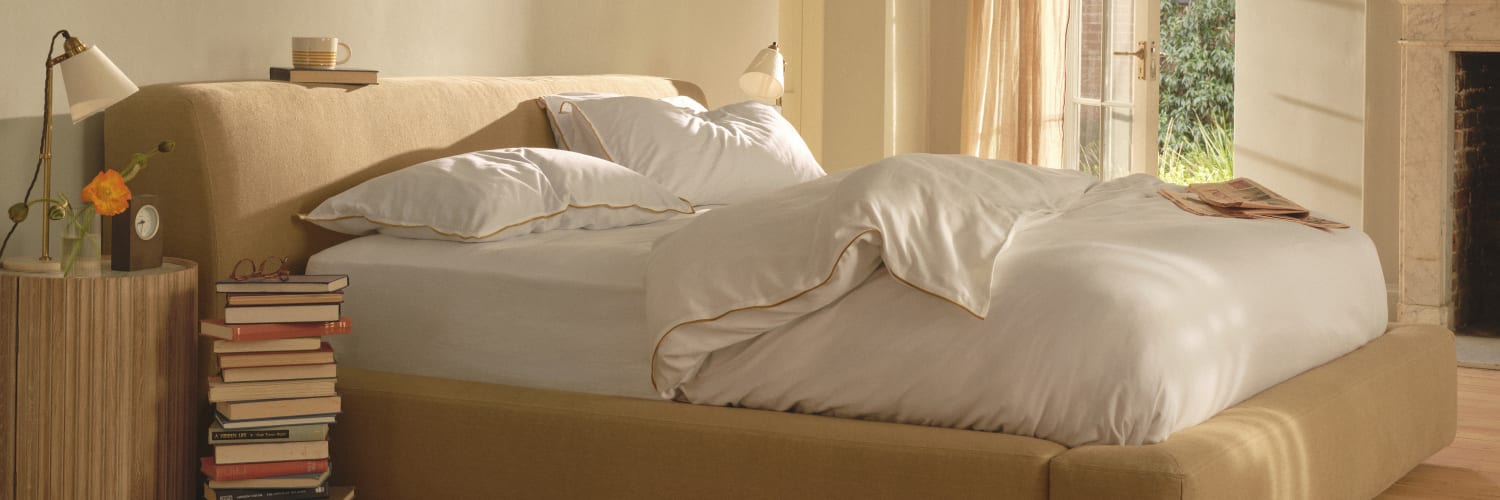 Bedfather bed in Elbow Patch Clever Linen