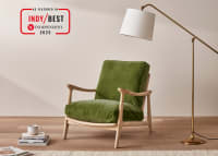 Squishbag Accent Chair in Whitewashed Oak in Grass Clippings Green Velvet