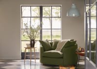 Curvella Love Seat in Grass Clippings Green Linen