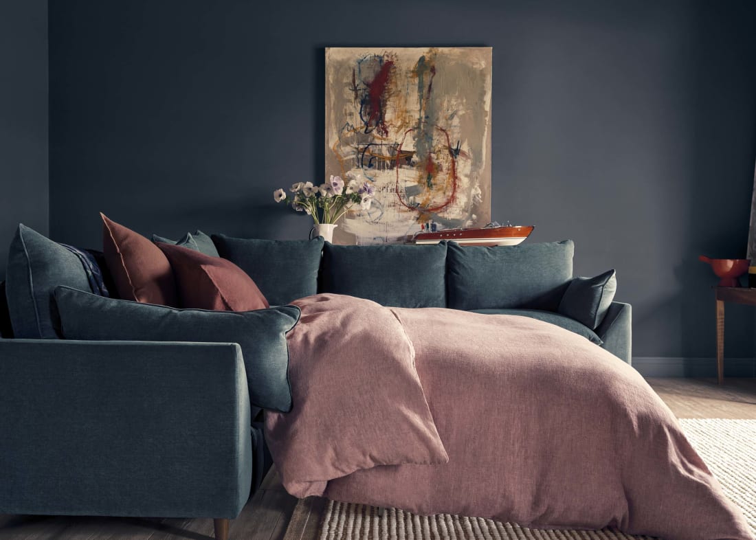 Slow Riser Corner Sofa Bed in Sopping Seagrass Teal Chenille