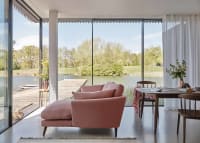 Groover Chaise Sofa in Strawberry Milkshake Pink Linen