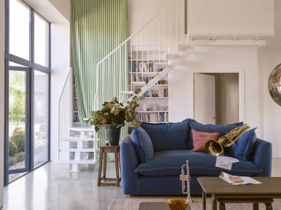 Weekender Sofa in Shipping Forecast Blue Linen