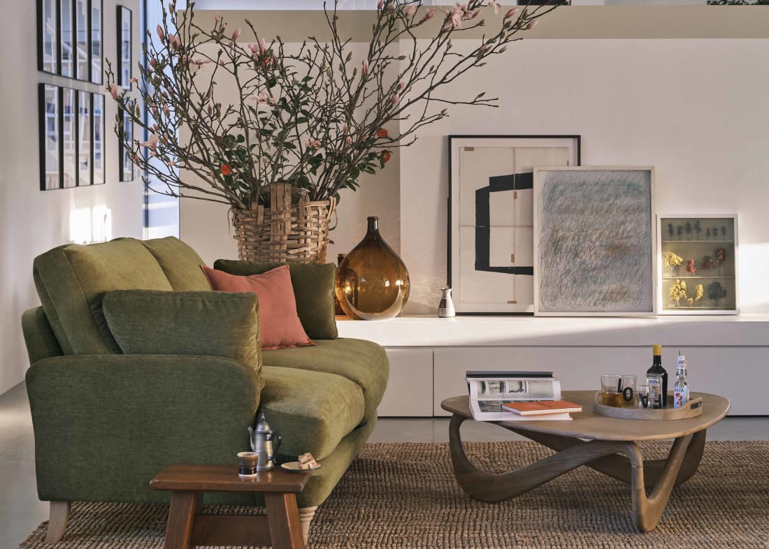 Smithy Sofa in Pressed Olives Green Chenille