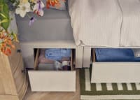 Side Stash 1.5 Drawer Bed in Passing Cloud Grey Velvet