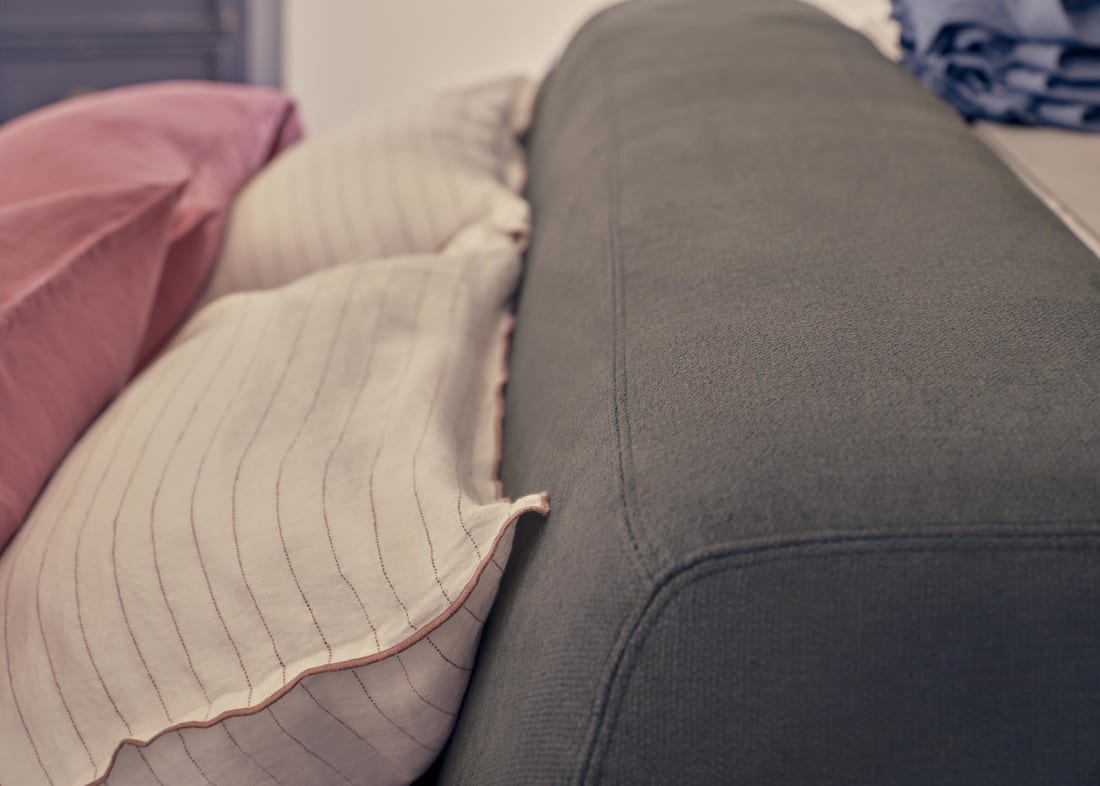 The Bedfather Bed in After Dark Grey Slubby