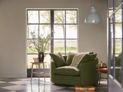 Curvella Love Seat in Grass Clippings Green Linen