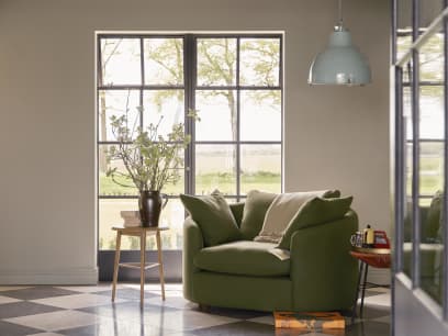 Curvella Love Seat in Grass Clippings Green Linen