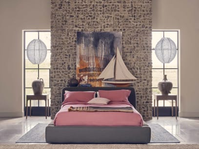 The Bedfather Bed in After Dark Grey Slubby
