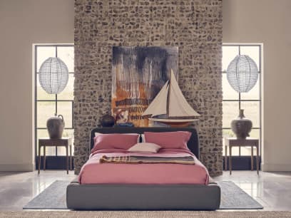 The Bedfather Bed in After Dark Grey Slubby
