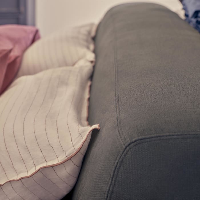 The Bedfather Bed in After Dark Grey Slubby