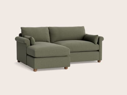 Queenie Chaise Sofa in Waxed Jacket Green Linen