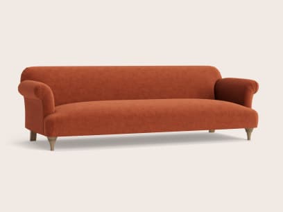 Soufflé Sofa in Broken Pot Orange Chenille