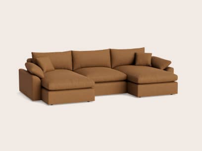 Cuddlemuffin Modular Chaise Sofa in Treacle Tart Yellow Linen
