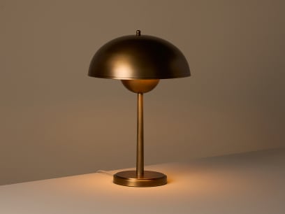 Double Domey Large Table Lamp Antique Brass On HR