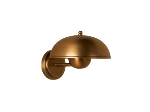 Double Domey Wall Light in Antique Brass