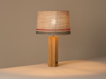Turner Table Lamp Stripe Shade Light Oak On HR