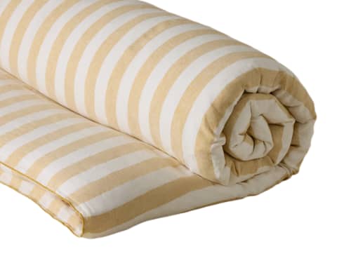 Stripey Lazy Linen Duvet Cover - Superking - Butterscotch