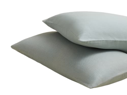 Stripey Slubby Linen Set of 2 Pillowcases - Standard - Duck Pond Teal