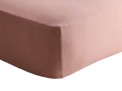 Stripey Slubby Fitted Sheet - Superking - Pressed Petals - Pink