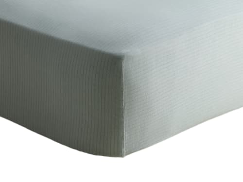 Stripey Slubby Fitted Sheet - Superking - Duck Pond Teal