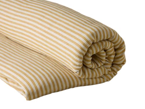 Double Stripey Slubby Duvet Cover - Superking - Butterscotch and Duck Pond Teal