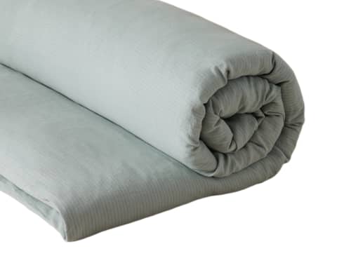 Stripey Slubby Linen Duvet Cover - Double - Duck Pond Teal