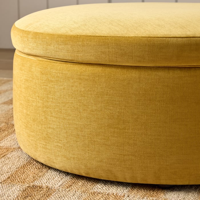 Pot Pie Footstool in Honey Pot Yellow Chenille