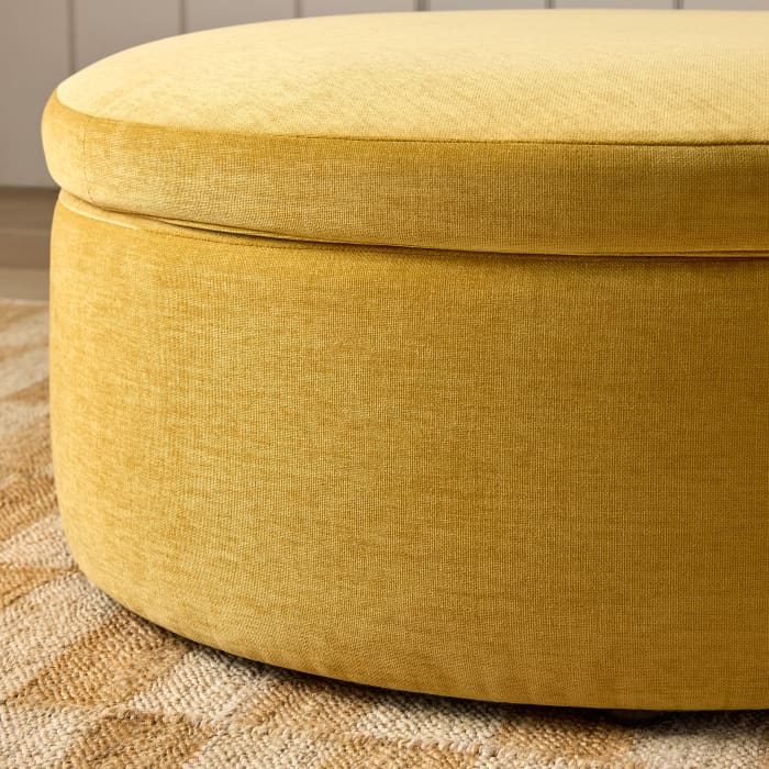 Pot Pie Footstool in Honey Pot Yellow Chenille