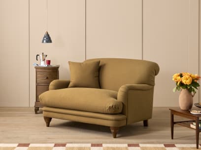 kingpin Loveseat in Treacle Tart Yellow Twill