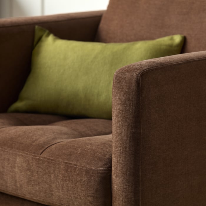 Easy Glider Accent Chair in School Satchel Brown Chenille with Dark Oak Legs