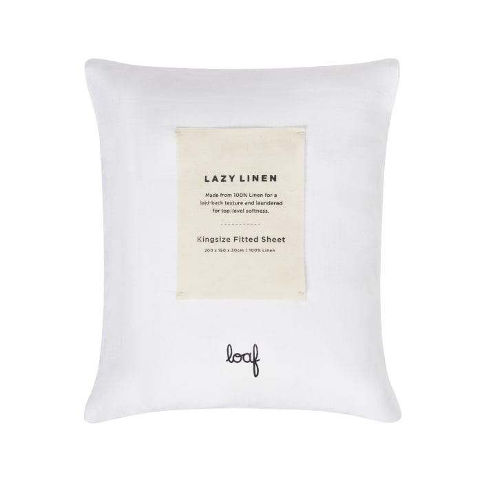 Lazy Linen White Fitted Sheet 04