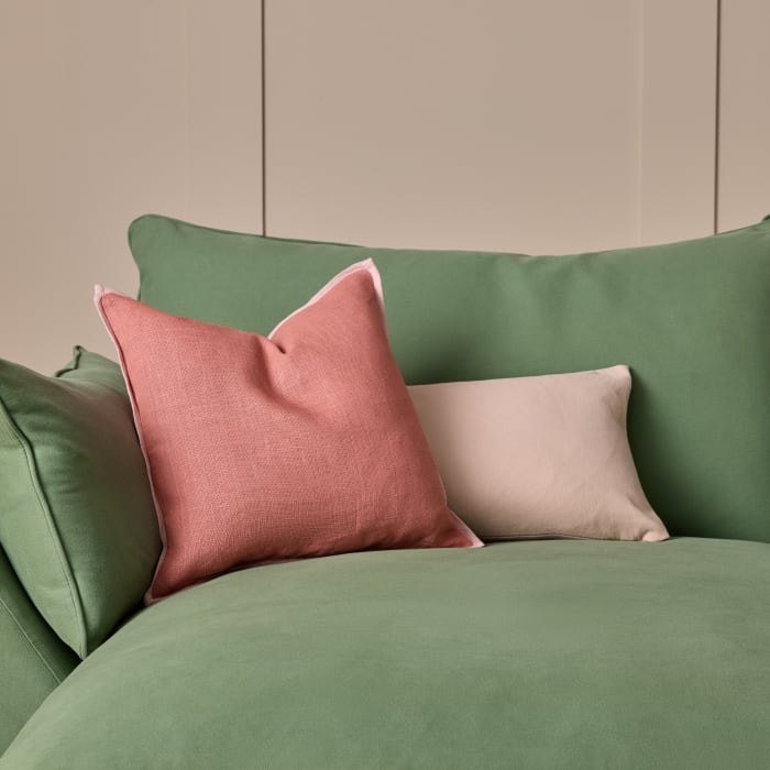 Slow Riser Chaise Sofa Bed in Mint Tea Green Twill with Dark Oak Legs