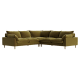 Slow Riser Corner - Even Sided - Velvet - Pressed Olives - Green - Dark Oak Legs