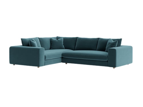 Big Easy Corner Sofa - Large Left Hand - Velvet - Sopping Seagrass - Teal - Light Oak Legs