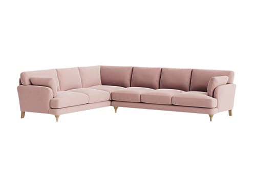 Smithy Corner Sofa - Extra Large Left Hand - Linen - Rosewater - Light Oak Legs