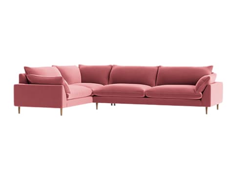 Slow Riser Corner - Extra Large Left Hand - Velvet - Jam Sandwich - Pink - Dark Oak Legs