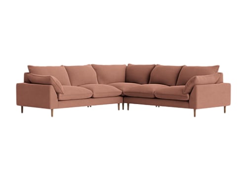Slow Riser Corner - Even Sided - Clever Laundered Linen - Dried Rose - Dark Oak Legs