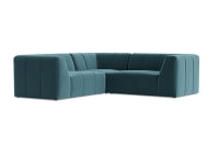 Top of the Blocks Corner Sofa - Medium Even Sided - Velvet - Sopping Seagrass - Teal - Dark Oak Legs