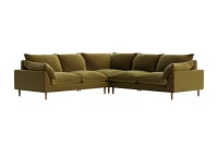 Slow Riser Corner - Even Sided - Velvet - Pressed Olives - Green - Dark Oak Legs