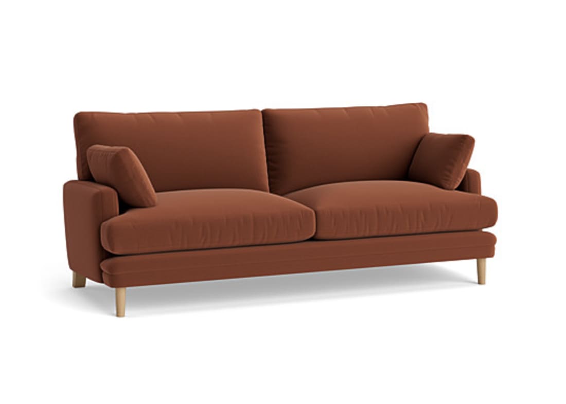 Squisharoo Sofa - Large - Velvet - Chocolate Chops - Light Oak Legs