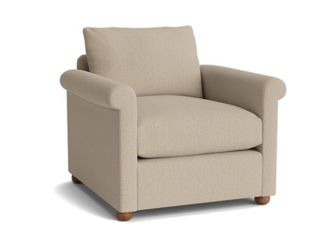 Queenie Armchair - Armchair - Boucle - Egg Box - Beige - Dark Oak Legs