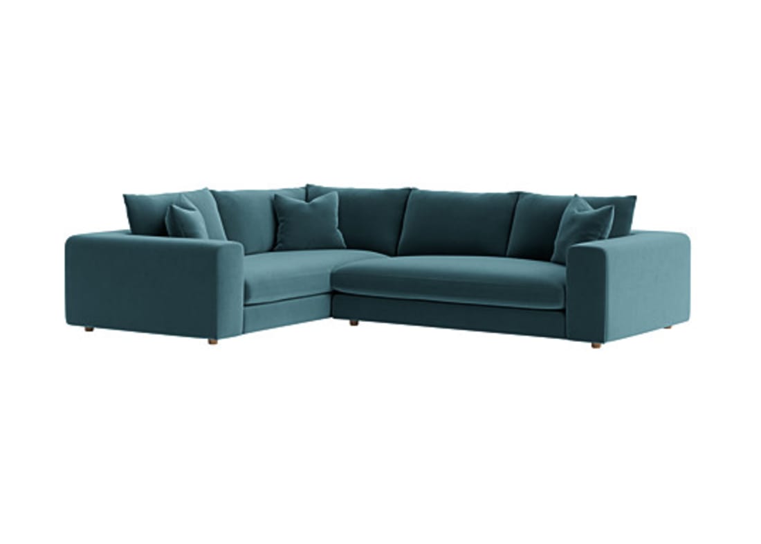 Big Easy Corner Sofa - Large Left Hand - Velvet - Sopping Seagrass - Teal - Light Oak Legs