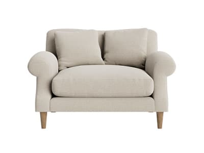 crumpet love seat in thatch house fabric