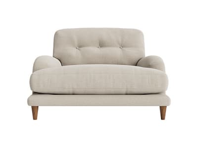 sugar bum love seat in thatch house fabric