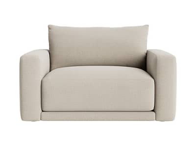 little softie love seat in thatch house fabric