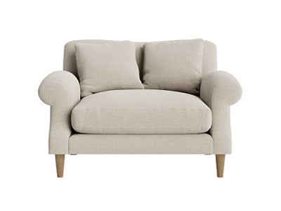 crumpet love seat in thatch house fabric