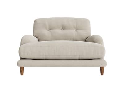 sugar bum love seat in thatch house fabric