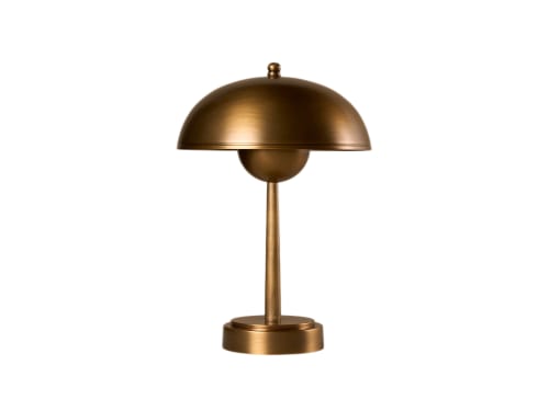 Double Domey No Strings Rechargeable Table Lamp - Small - Antique Brass